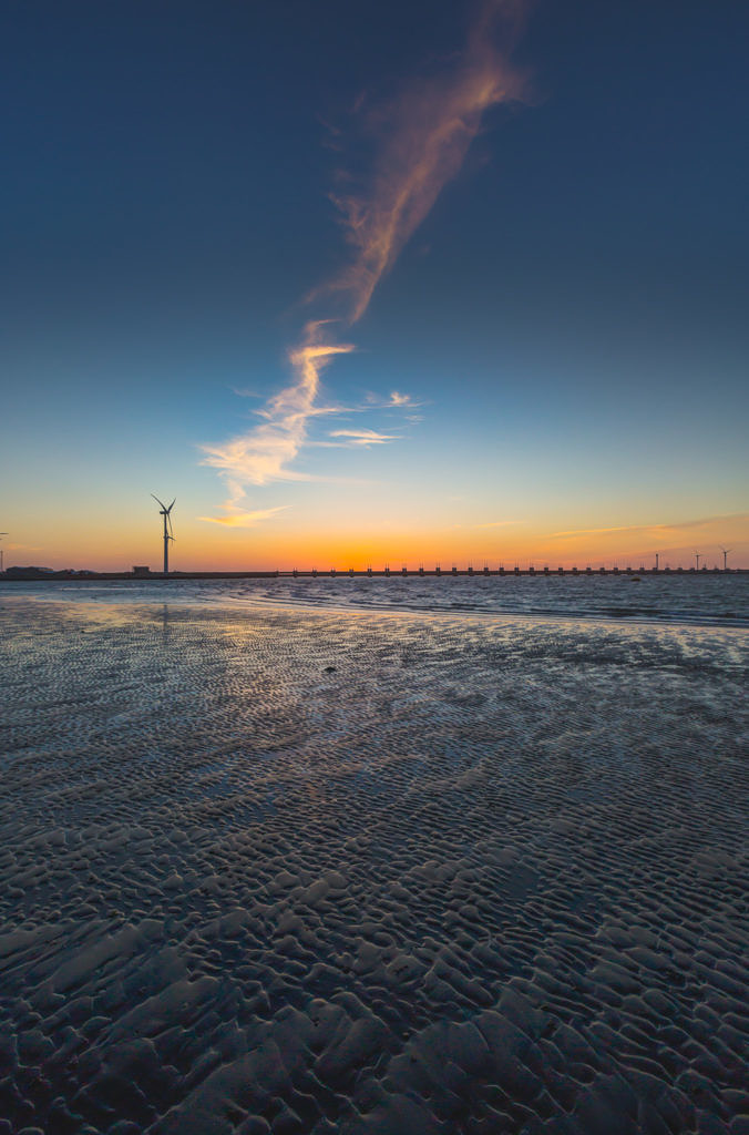 Oosterschelde storm surge barrier sunset