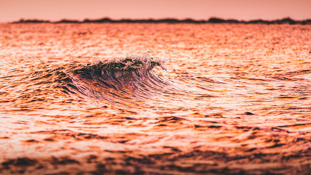 Small waves at sunset