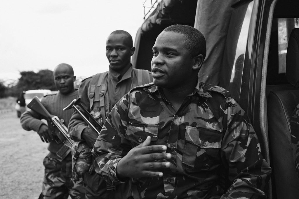 Kenya - Ol Pejeta, armed rangers ready for a night patrol