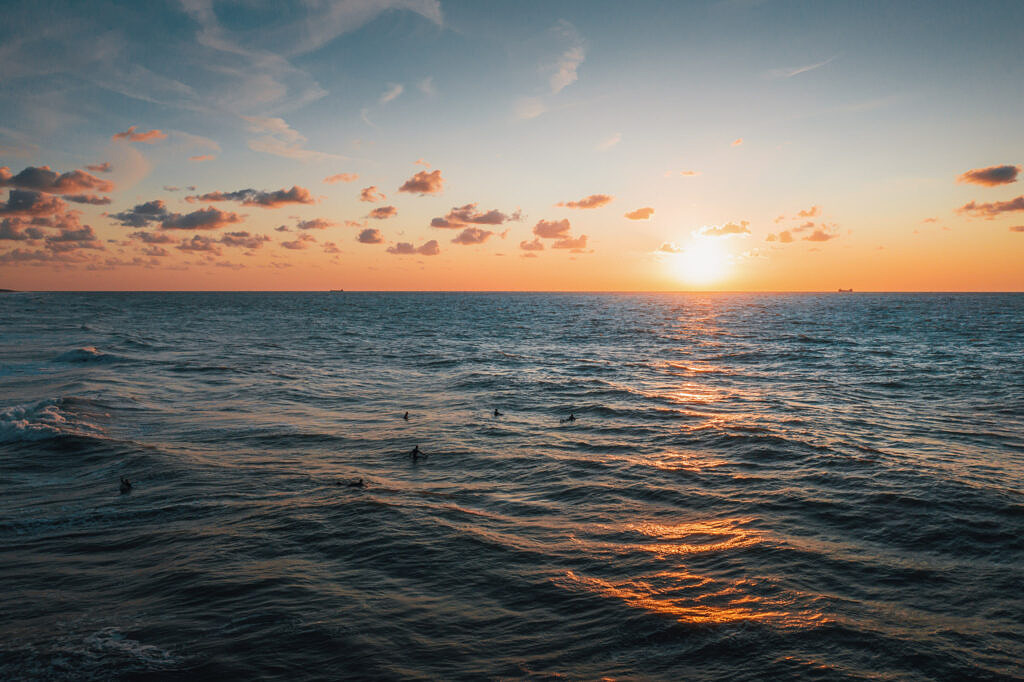 Domburg evening surf aerial