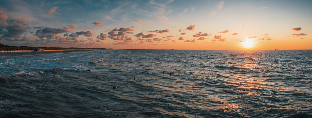 Domburg evening surf aerial