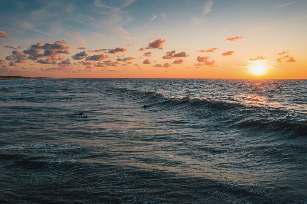 Domburg evening surf aerial