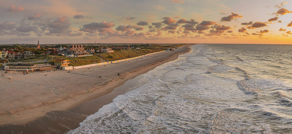 Domburg evening surf aerial
