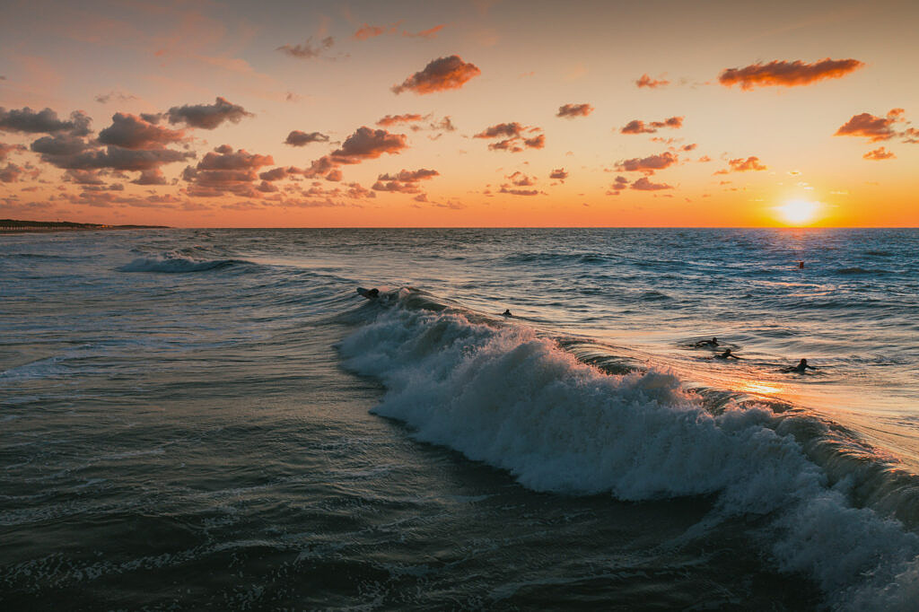 Domburg evening surf aerial