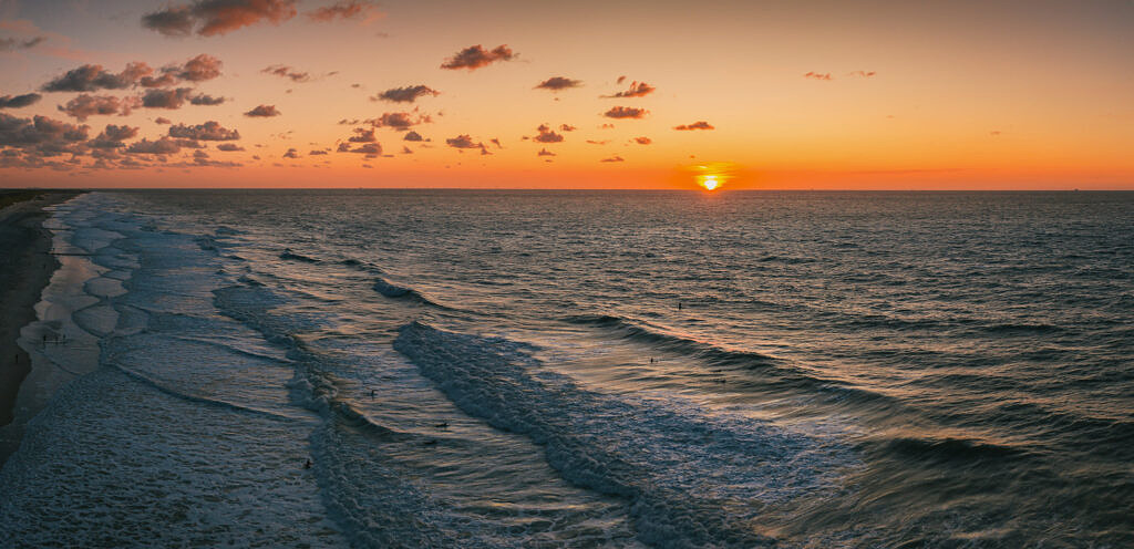 Domburg evening surf aerial