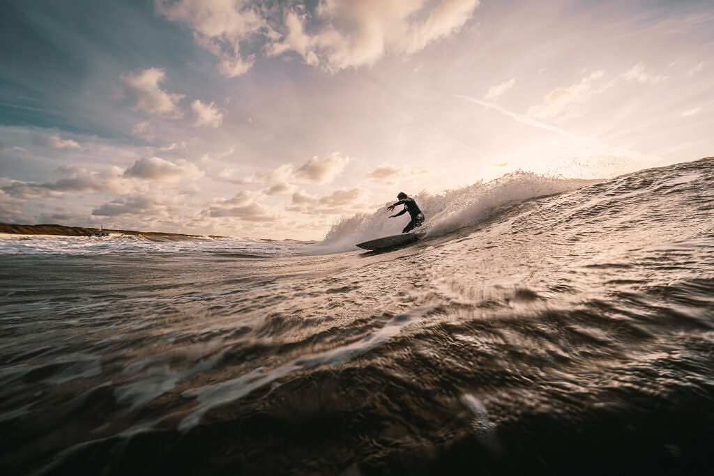 Domburg evening surf aerial